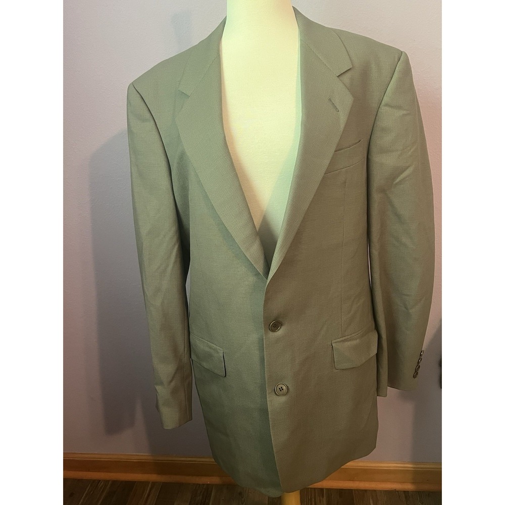 Gieves & Hawkes Green 100% Wool Men's Suit Coat Blazer Jacket 44L 44 Long